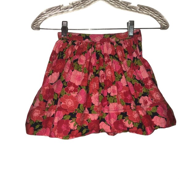 Lands End Kids Floral Print Skort Size 4 Red & Pink Blossom Design - Picture 1 of 5